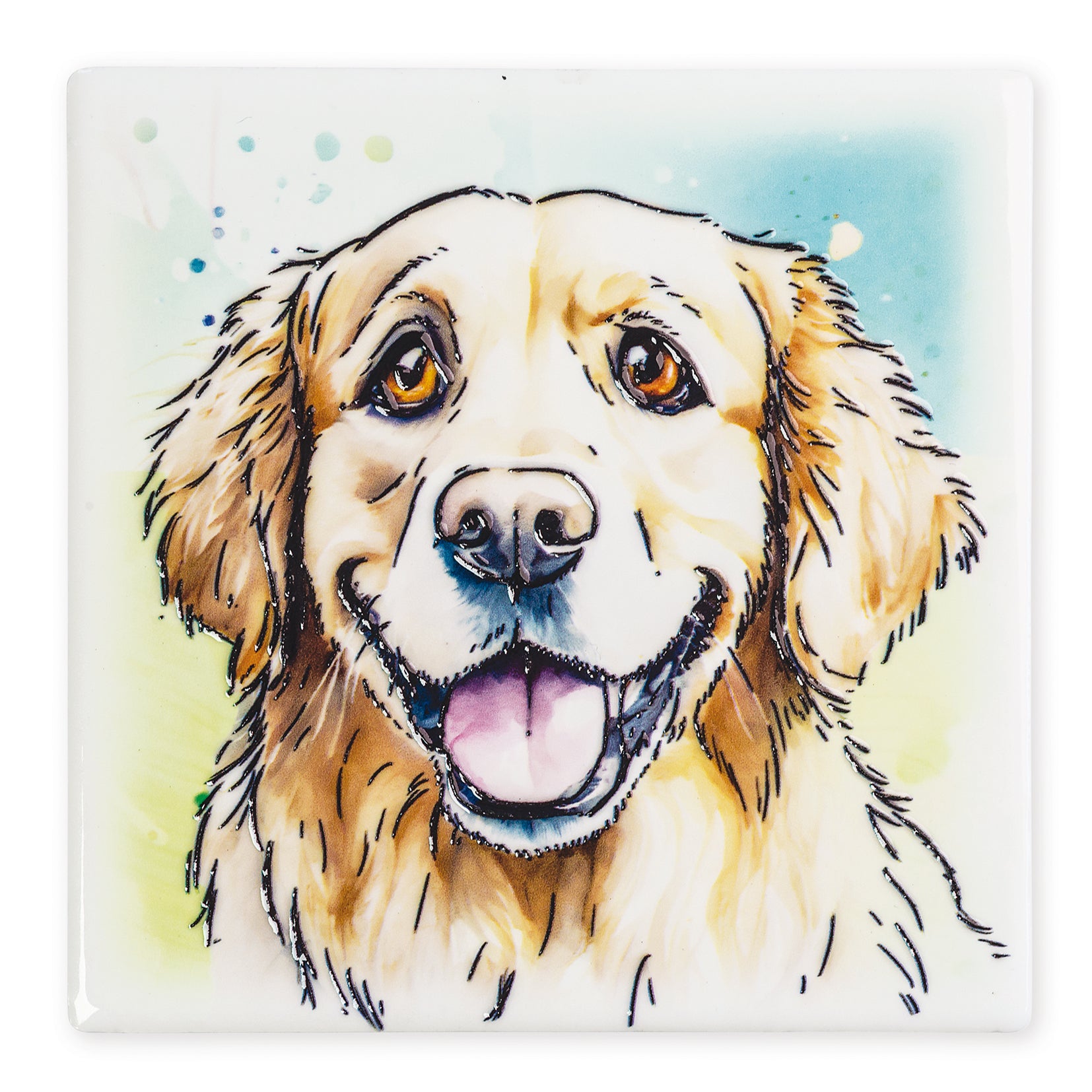 Golden Retriever Ceramic Art Coaster