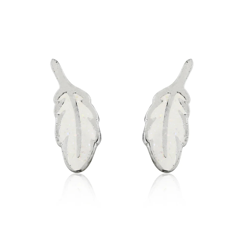 Feather Stud Earrings (Silver Plated)