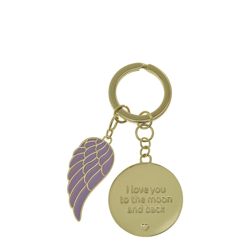 Love to the Moon and Back Angel Wing Boxed Keyring