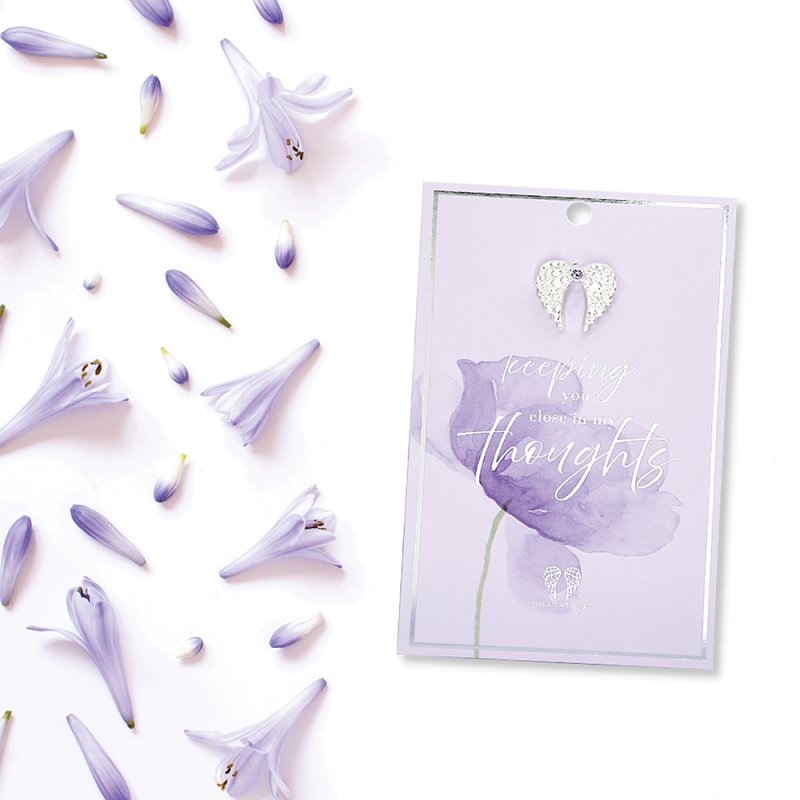 In My Thoughts Angel Wings Lapel Pin on Card