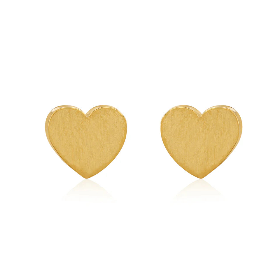 Gold Heart Stud Earrings (Gold Plated)