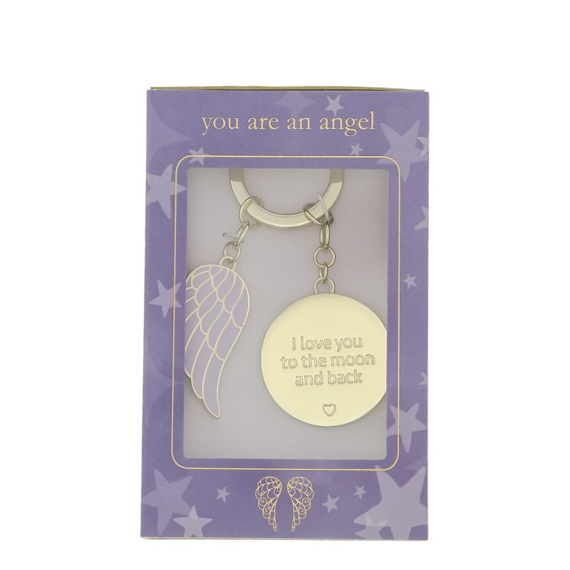 Love to the Moon and Back Angel Wing Boxed Keyring