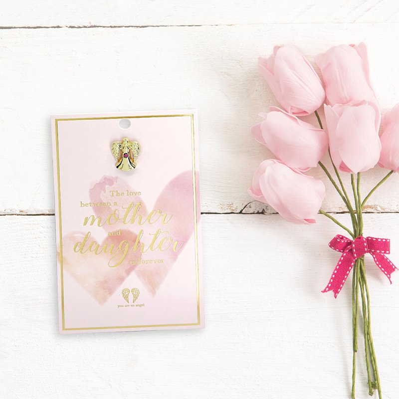 Mother & Daughter Angel Lapel Pin on Card