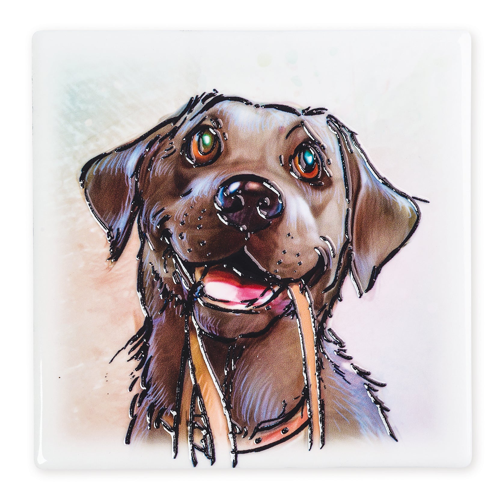 Black Labrador Ceramic Art Coaster