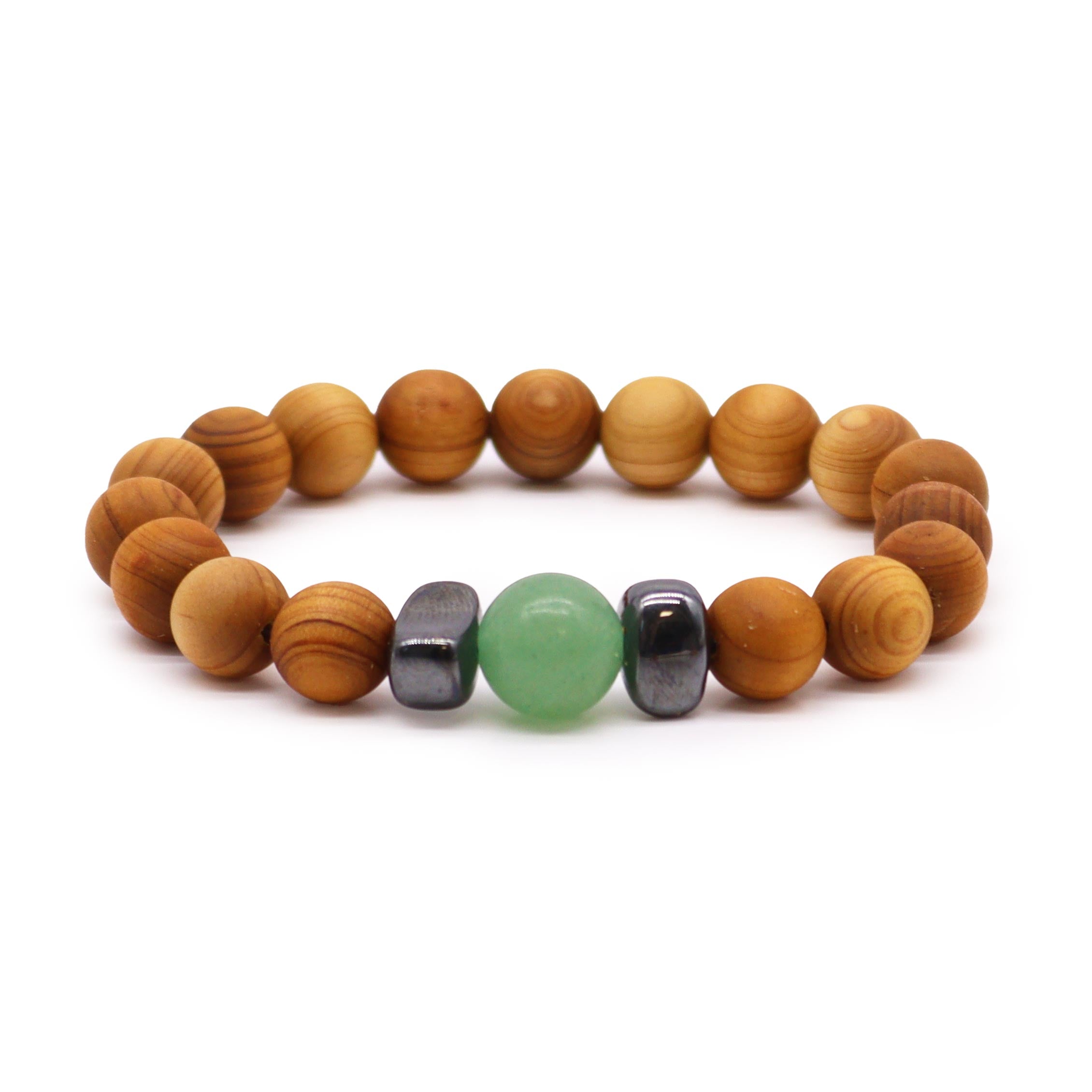 Adventurine Gemstone Cedarwood Bracelet - Sacral Chakra - Gemstone Bracelets from thetraditionalgiftshop.com