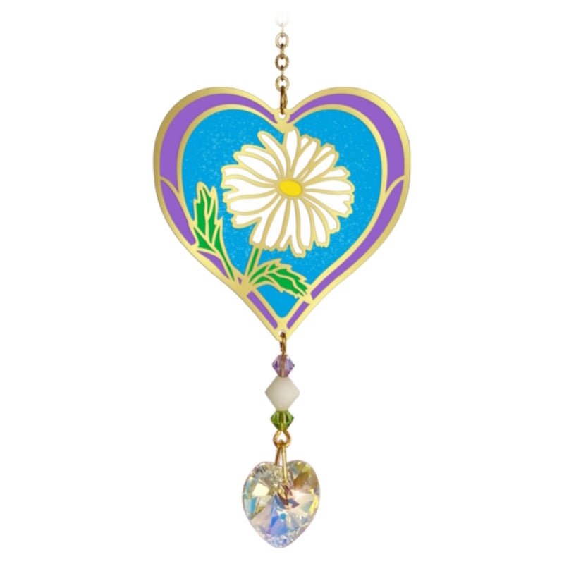 April (Daisy) Birth Month Flower Suncatcher - Wild Things Crystal from thetraditionalgiftshop.com