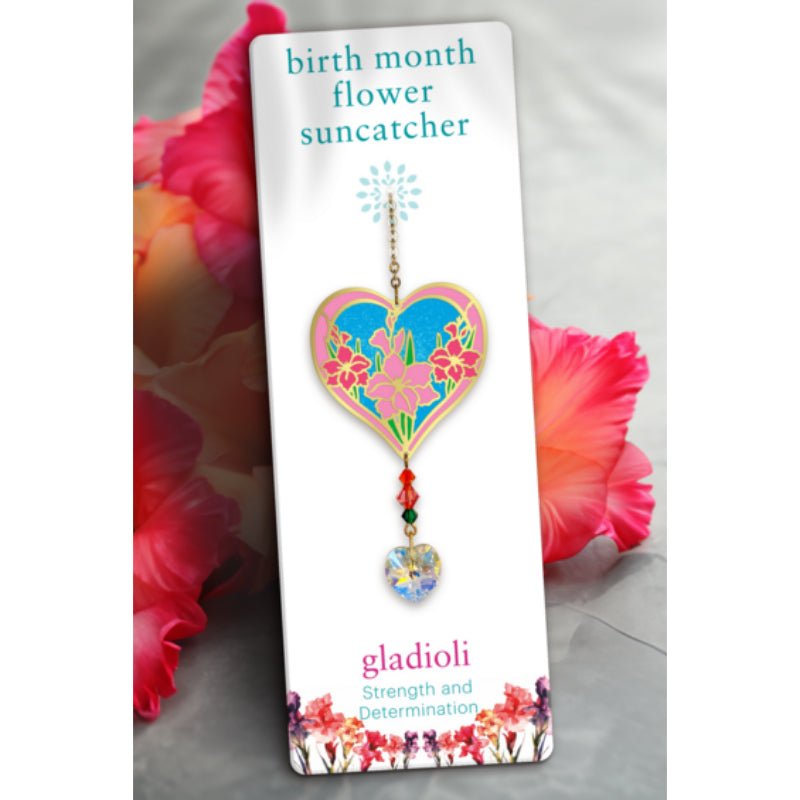 August (Gladioli) Birth Month Flower Suncatcher - Wild Things Crystal from thetraditionalgiftshop.com