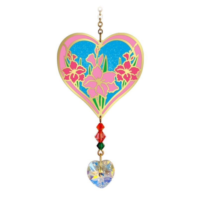 August (Gladioli) Birth Month Flower Suncatcher - Wild Things Crystal from thetraditionalgiftshop.com