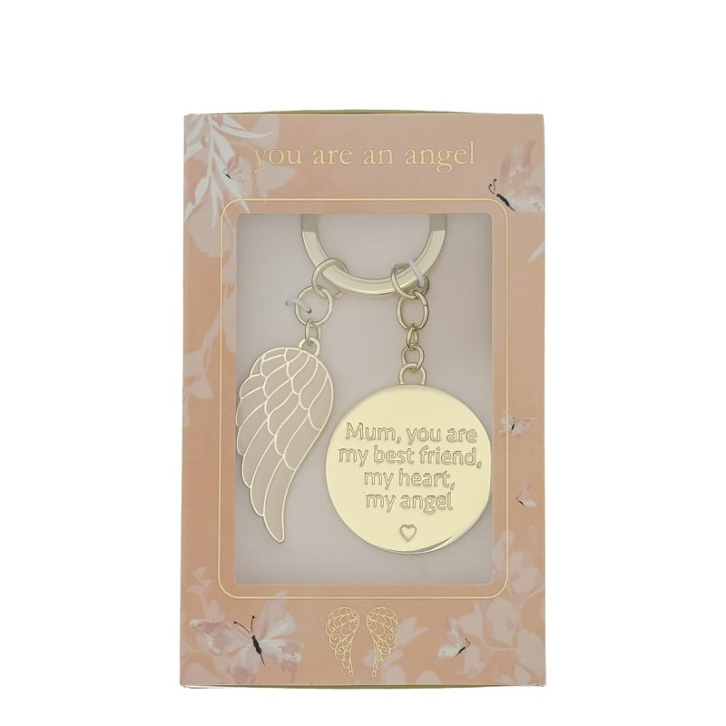 Mum, My Best Friend Angel Wing Boxed Keyring