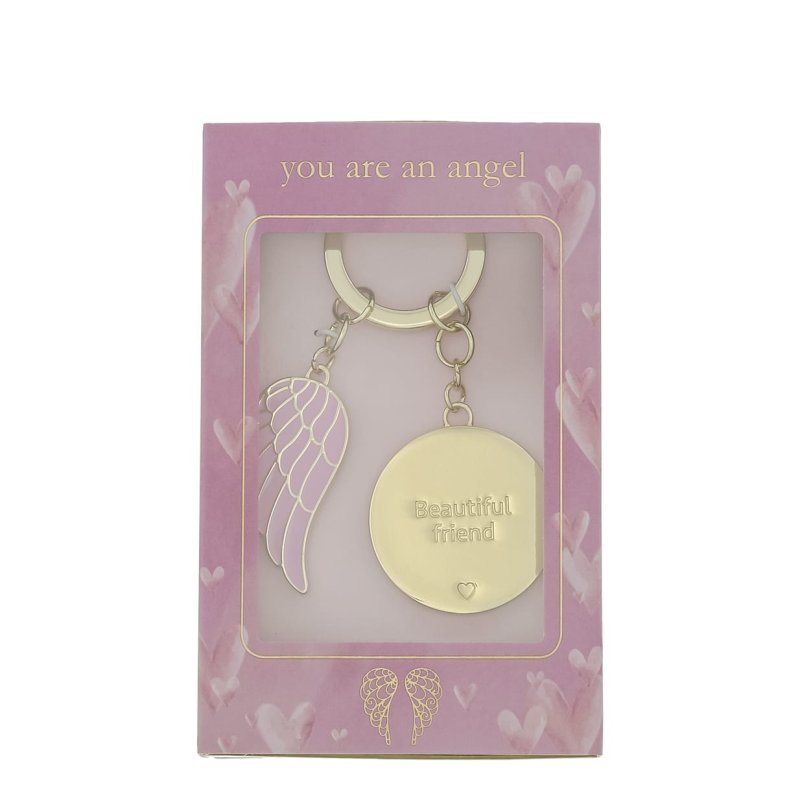 Beautiful Friend Angel Wing Boxed Keyring - You Are An Angel from thetraditionalgiftshop.com