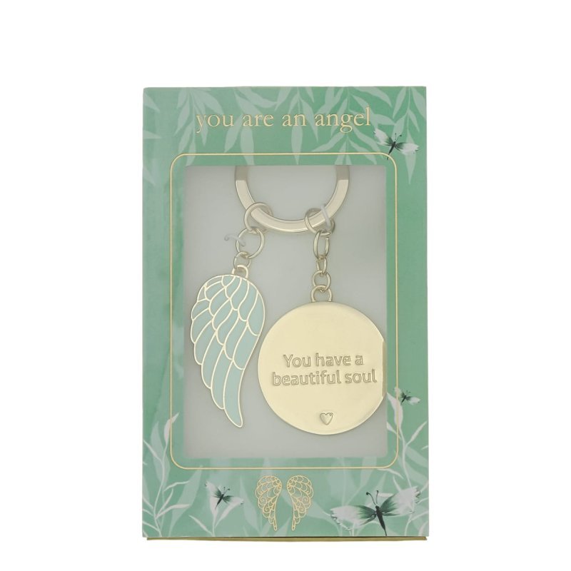 Beautiful Soul Angel Wing Boxed Keyring - You Are An Angel from thetraditionalgiftshop.com