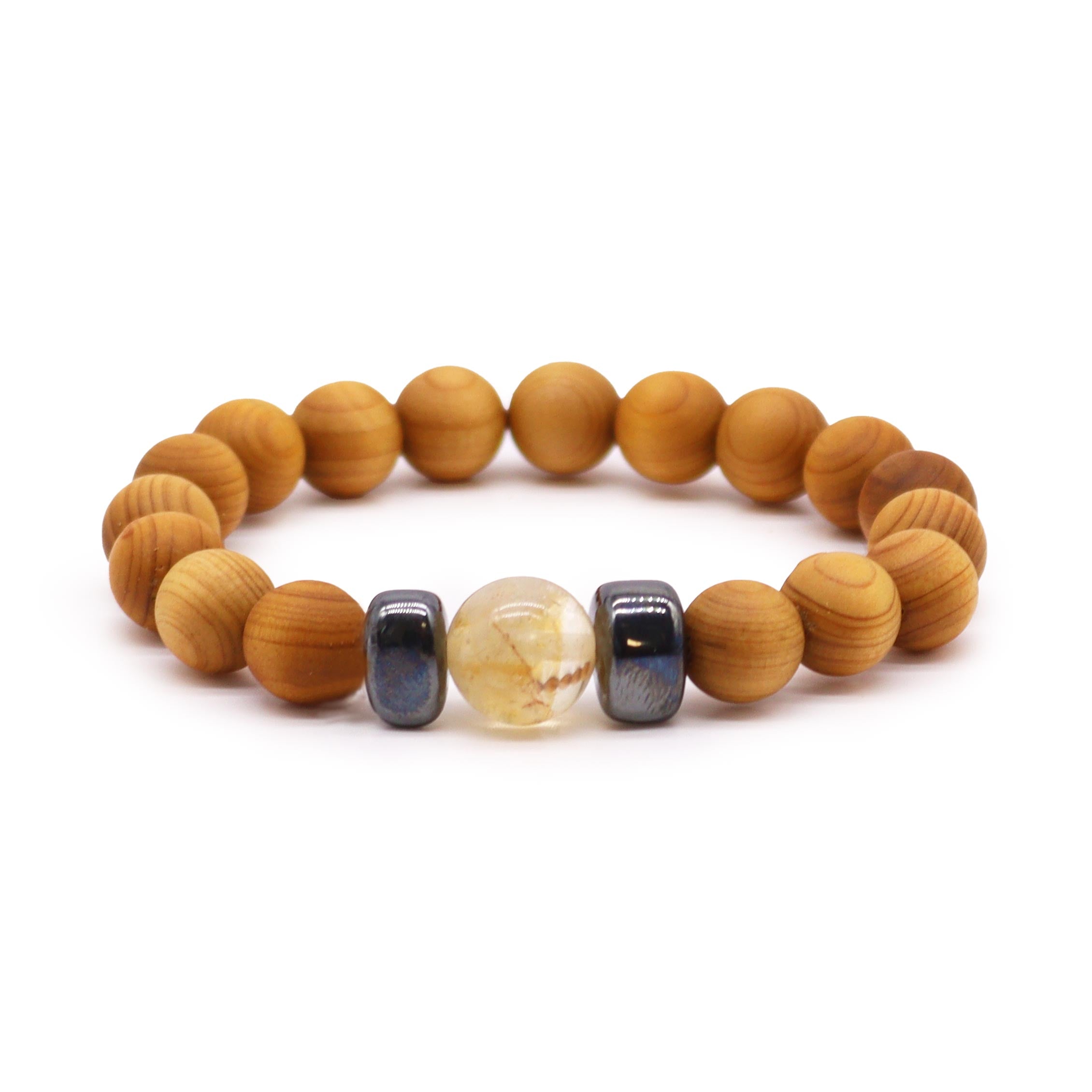 Citrine Gemstone Cedarwood Bracelet - Solar Plexus Chakra - Gemstone Bracelets from thetraditionalgiftshop.com