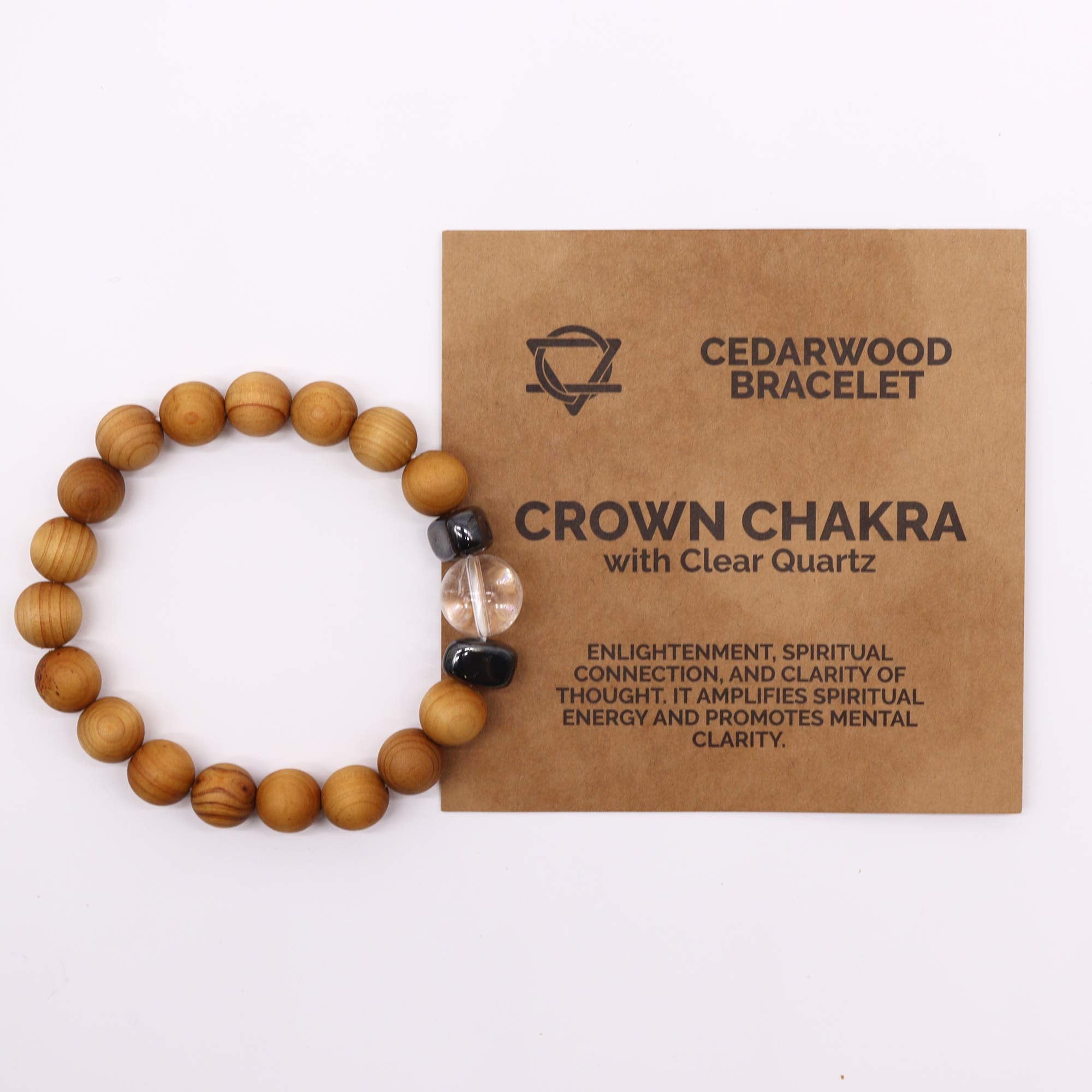 Clear Quartz Gemstone Cedarwood Bracelet - Crown Chakra - Gemstone Bracelets from thetraditionalgiftshop.com