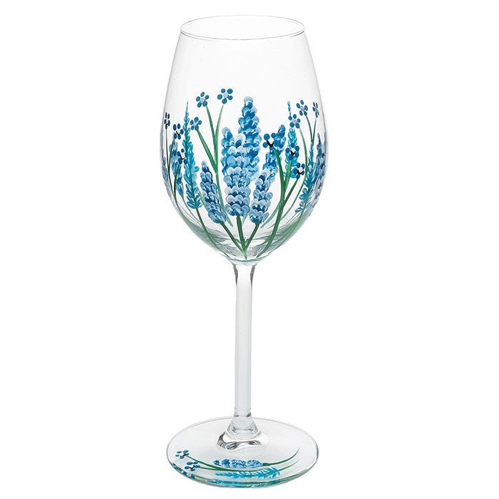 Delphinium Hand Painted Wine Glass - My Favourite Glass from thetraditionalgiftshop.com