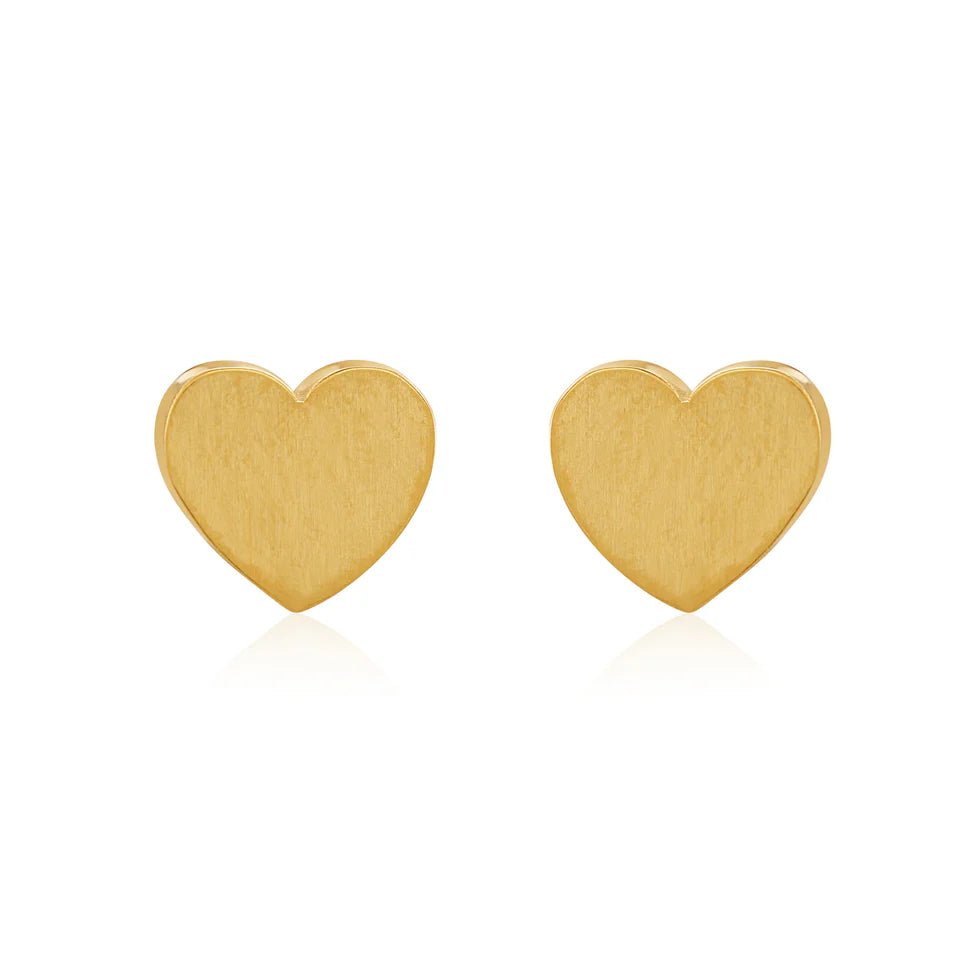 Gold Heart Stud Earrings (Gold Plated) - Coral & Mint from thetraditionalgiftshop.com