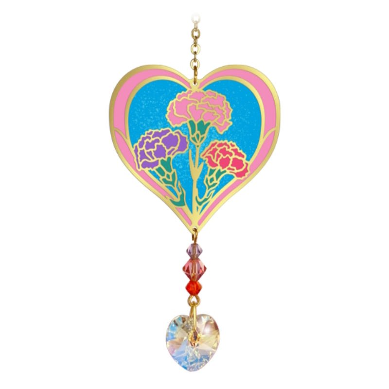 January (Carnation) Birth Month Flower Suncatcher - Wild Things Crystal from thetraditionalgiftshop.com