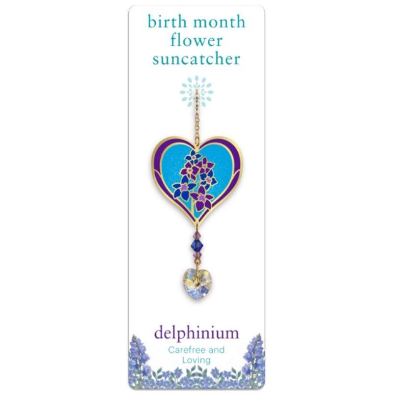 July (Delphinium) Birth Month Flower Suncatcher - Wild Things Crystal from thetraditionalgiftshop.com