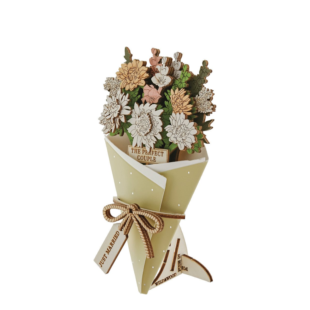 Just Married 3D Flower Bouquet - Wild & Wood from thetraditionalgiftshop.com