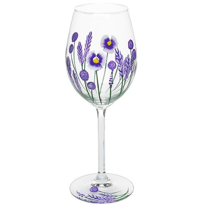 Lavender Hand Painted Wine Glass - My Favourite Glass from thetraditionalgiftshop.com