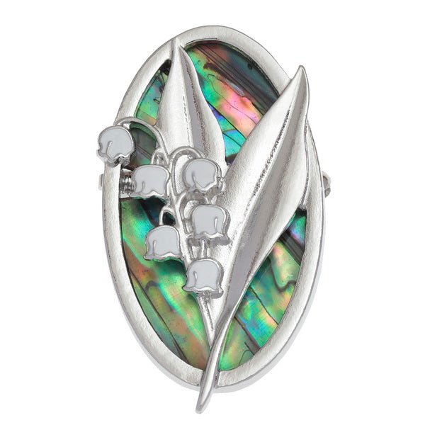 Lily of the Valley Paua Shell Brooch - Tide Jewellery from thetraditionalgiftshop.com