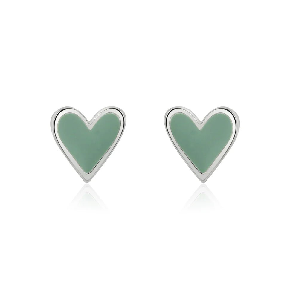 Mint Hearts Stud Earrings (Silver Plated) - Coral & Mint from thetraditionalgiftshop.com