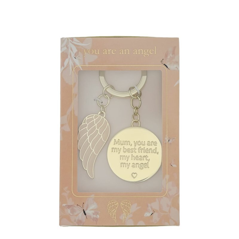 Mum, My Best Friend Angel Wing Boxed Keyring - You Are An Angel from thetraditionalgiftshop.com