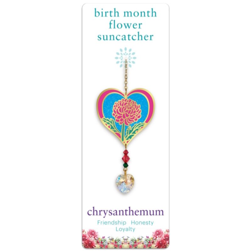 November (Chrysanthemum) Birth Month Flower Suncatcher - Wild Things Crystal from thetraditionalgiftshop.com