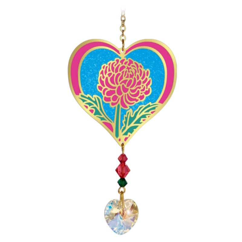 November (Chrysanthemum) Birth Month Flower Suncatcher - Wild Things Crystal from thetraditionalgiftshop.com