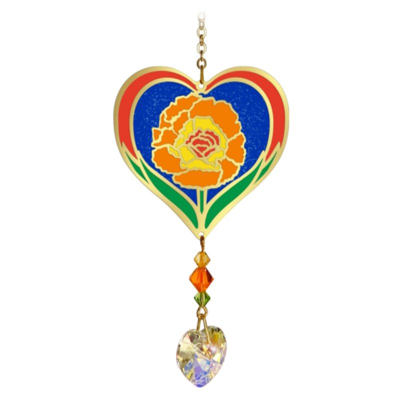 October (Marigold) Birth Month Flower Suncatcher - Wild Things Crystal from thetraditionalgiftshop.com