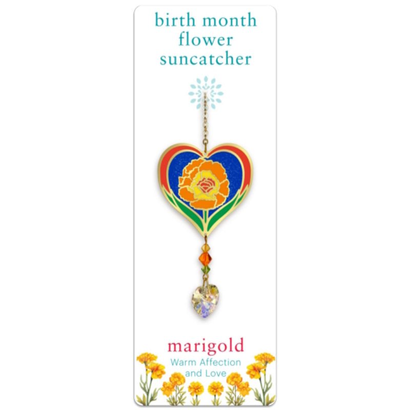 October (Marigold) Birth Month Flower Suncatcher - Wild Things Crystal from thetraditionalgiftshop.com