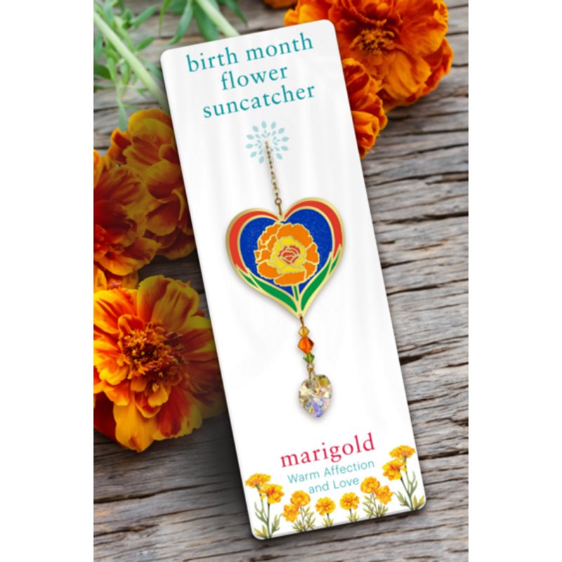 October (Marigold) Birth Month Flower Suncatcher - Wild Things Crystal from thetraditionalgiftshop.com