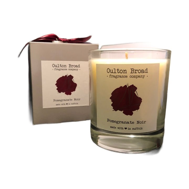 Pomegranate Noir Glass Jar Candle - Oulton Broad Fragrance Company from thetraditionalgiftshop.com