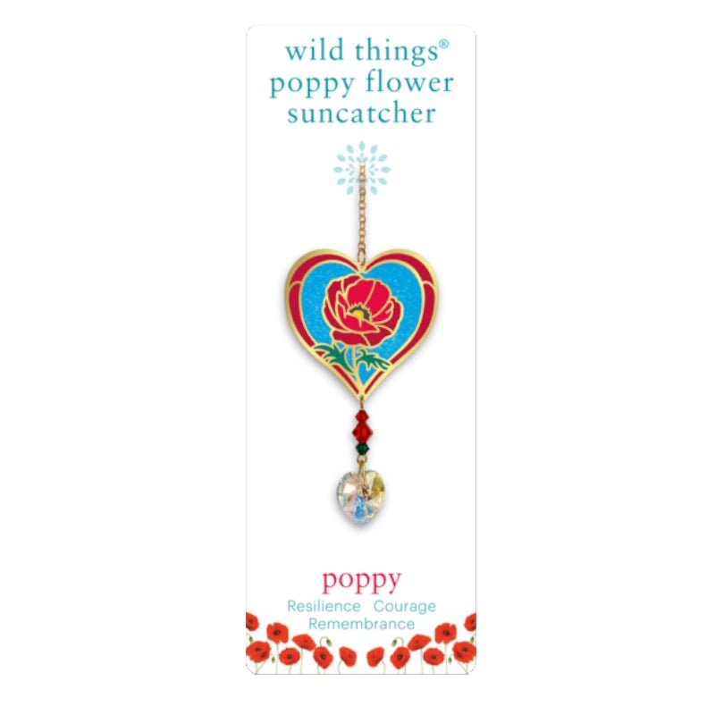 Poppy Flower Suncatcher (Veterans with Dogs Fundraiser) - Wild Things Crystal from thetraditionalgiftshop.com