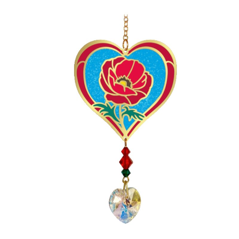 Poppy Flower Suncatcher (Veterans with Dogs Fundraiser) - Wild Things Crystal from thetraditionalgiftshop.com