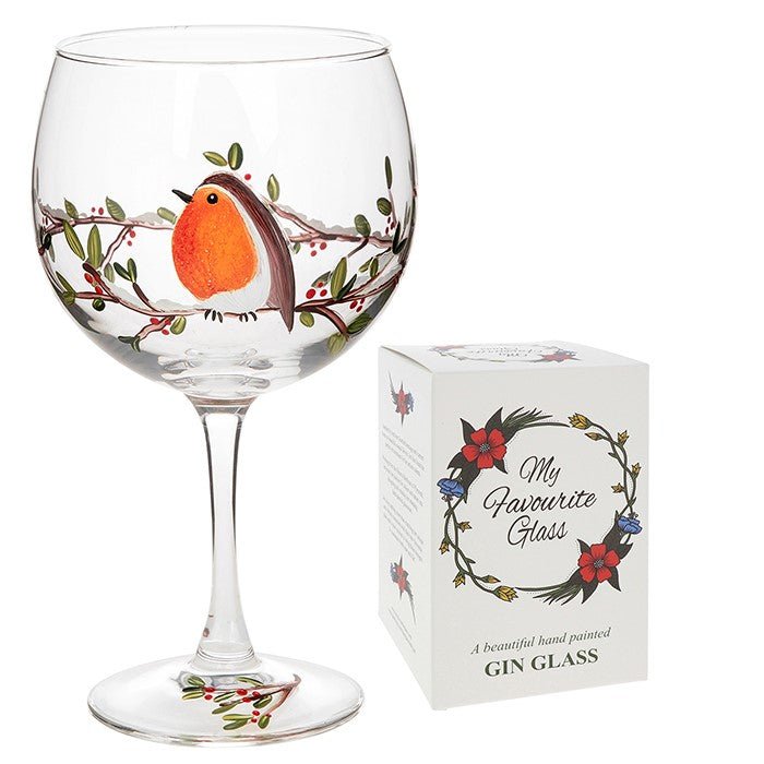 Robin Hand Painted Gin Glass - My Favorite Glass from thetraditionalgiftshop.com