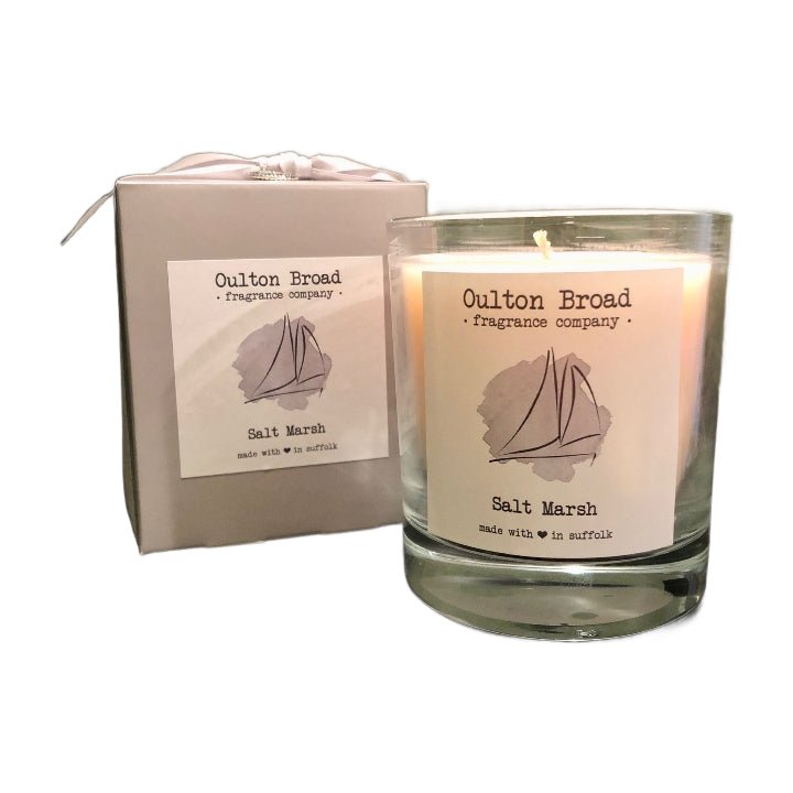 Salt Marsh Glass Jar Candle - Oulton Broad Fragrance Company from thetraditionalgiftshop.com