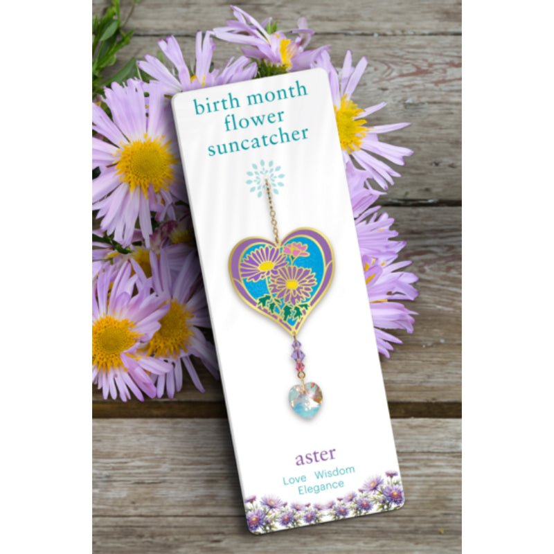 September (Aster) Birth Month Flower Suncatcher - Wild Things Crystal from thetraditionalgiftshop.com