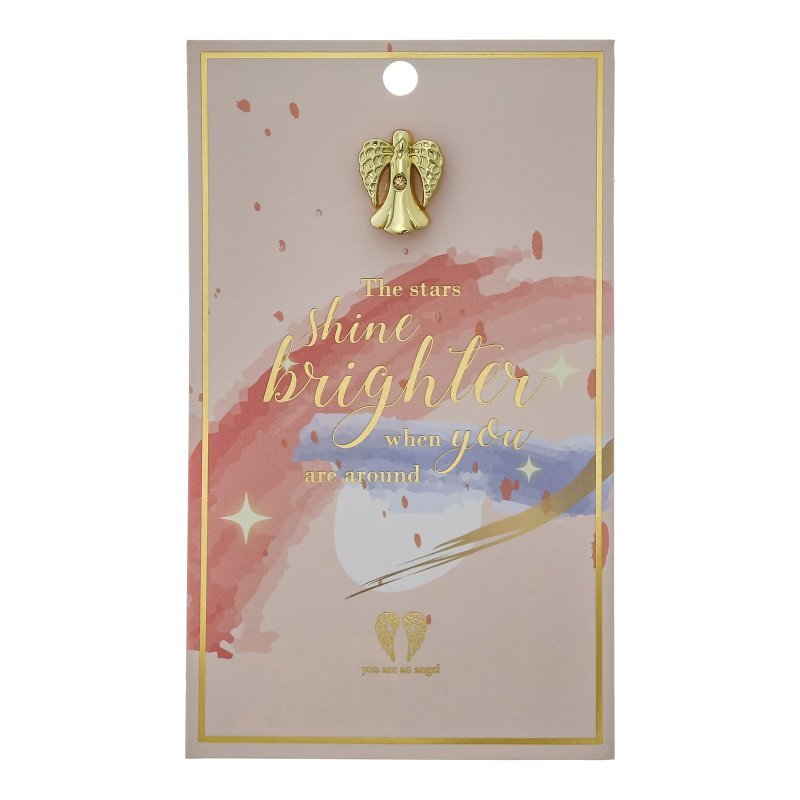 Stars Shine Brighter Angel Lapel Pin on Card - You Are An Angel from thetraditionalgiftshop.com