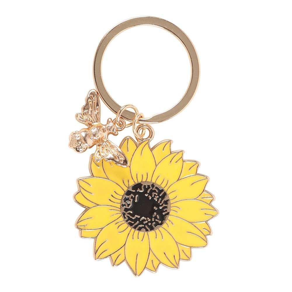 Sunflower & Bee Keyring - Jones Home & Gift from thetraditionalgiftshop.com