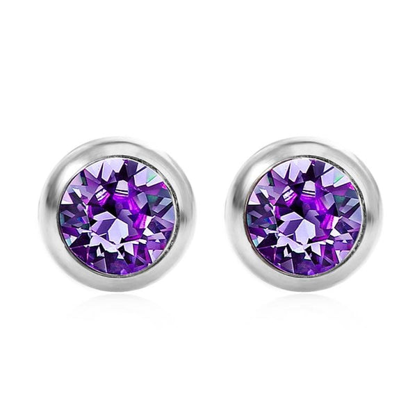 ChicSilver 925 Sterling Silver Purple Amethyst Crystal Stud Earrings  February Heart Gemstone Birthstone Earrings for Women Hypoallergenic -  Walmart.com