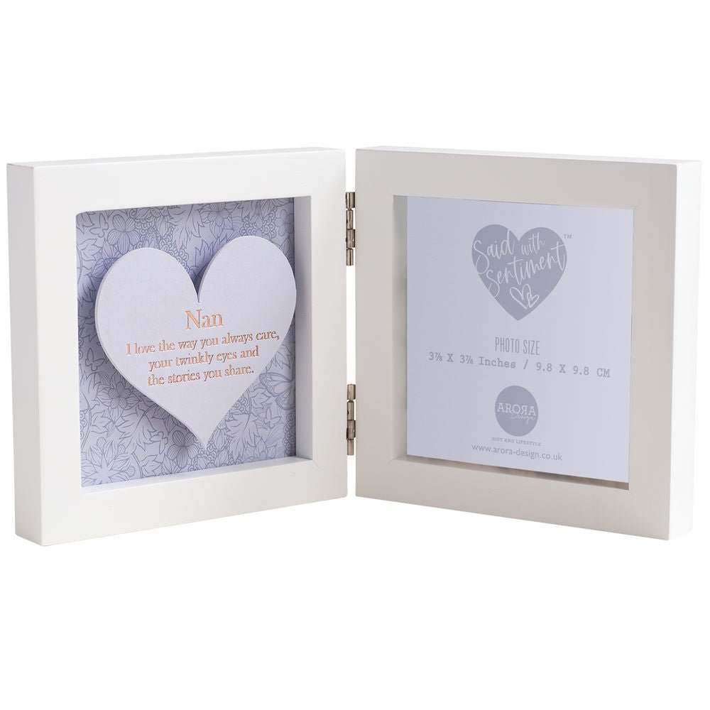 Nan Sentiment Hinged Heart Photo Frame - Said with Sentiment from thetraditionalgiftshop.com