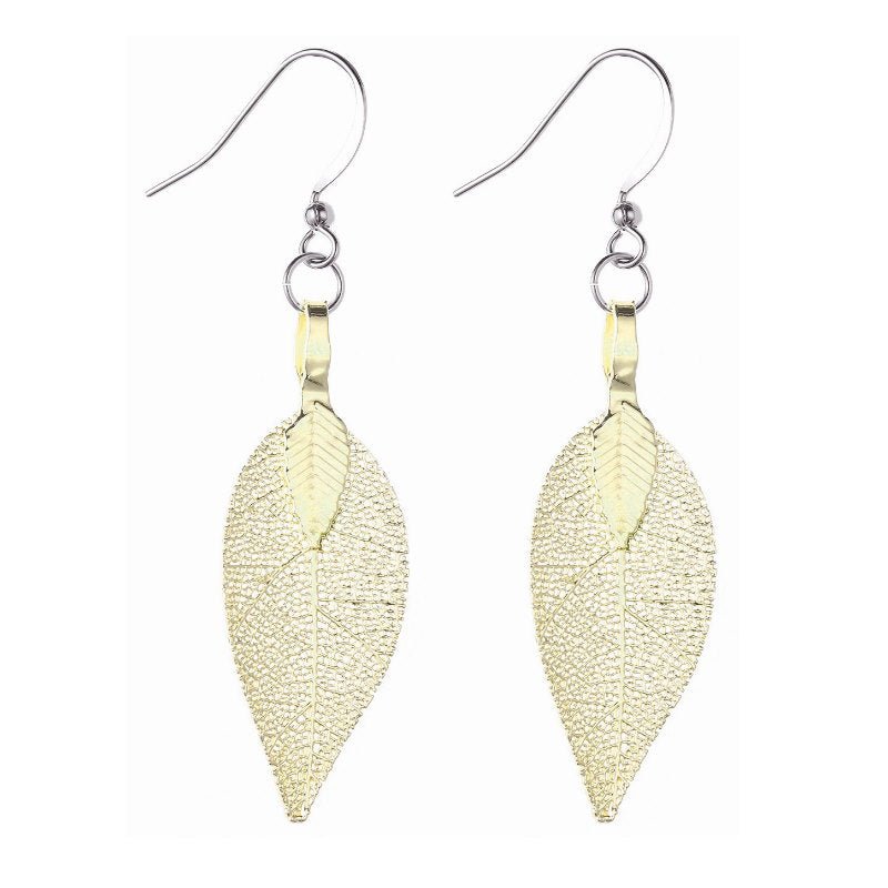 Primrose Yellow Leaf Earrings - Pure by Coppercraft from thetraditionalgiftshop.com